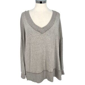 Altar'd State Gray Oversized V-Neck Knit Pullover Size Small